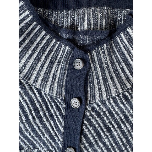 Unbranded Knit Button Down Sweater Cape Women One Size Blue Gray Striped Coastal - Picture 3 of 12